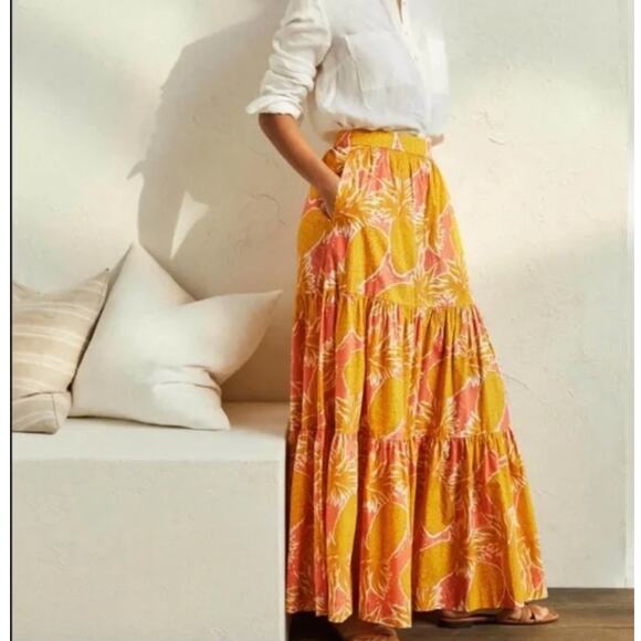 BODEN Lorna tiered maxi skirt pineapple print size 6 - Picture 1 of 8